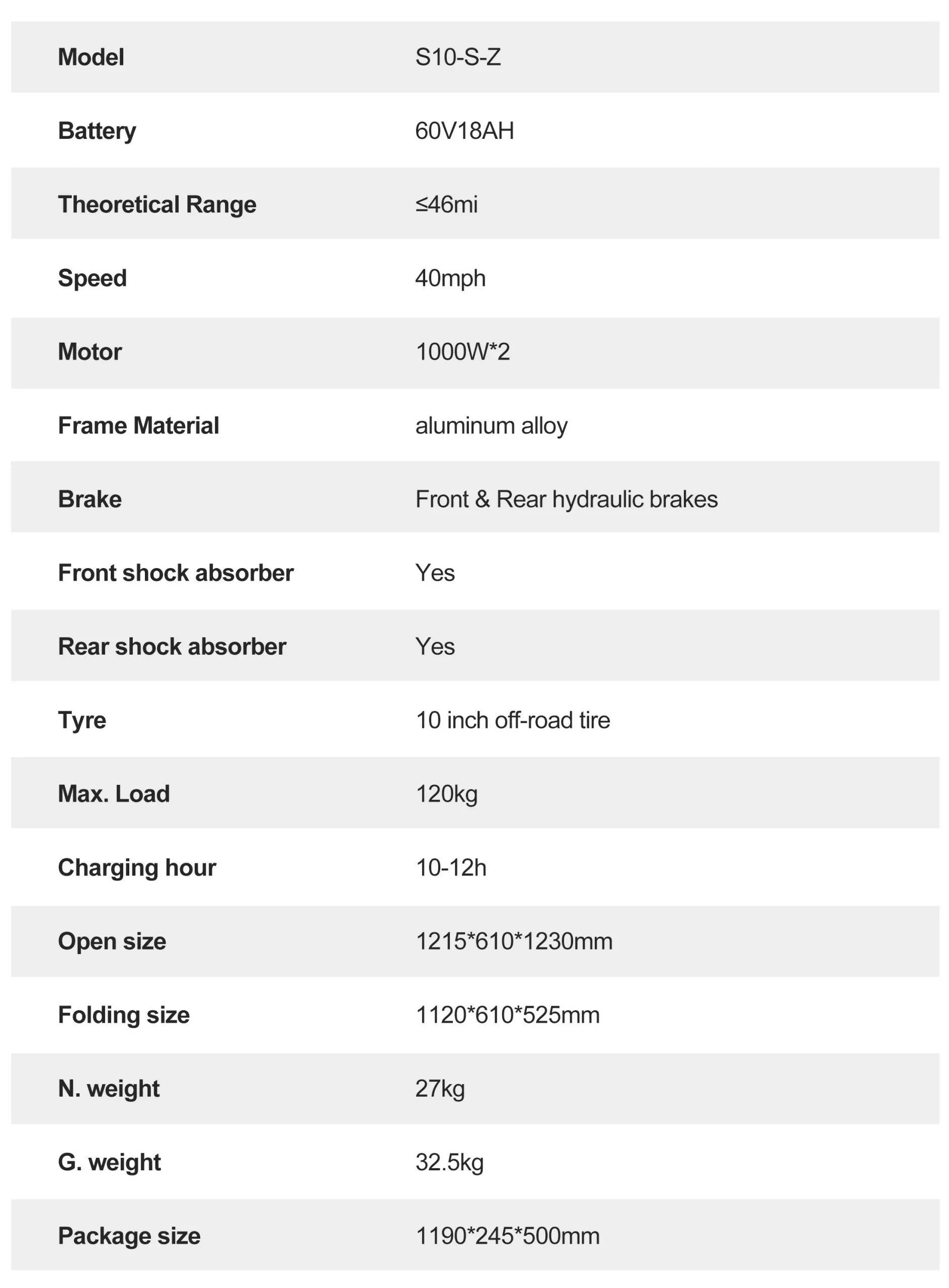 JOYOR S10-S-Z 2000W Dual Motor Off-Road E-Scooter