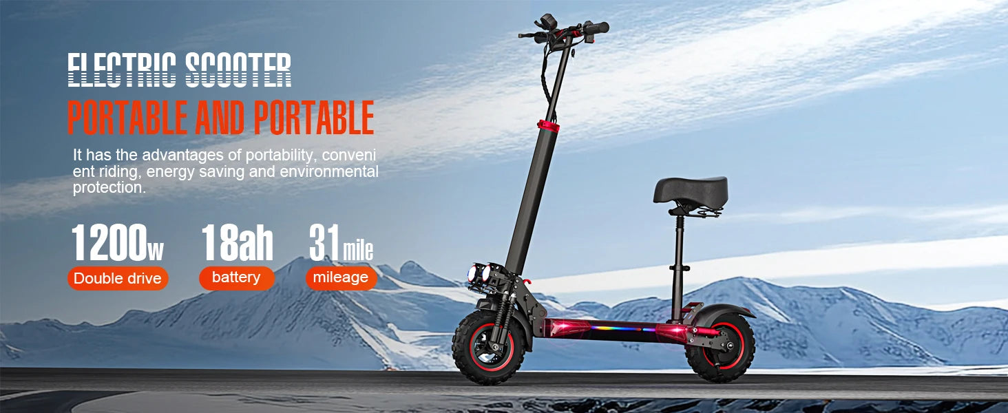 J11MAX 1200W Foldable Off-Road E-Scooter