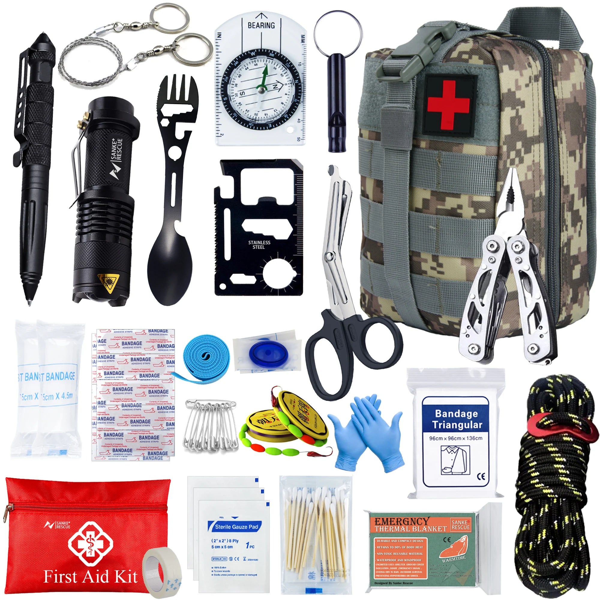 Survival Full Set First Aid Kit – Molle Outdoor Emergency Trauma Bag