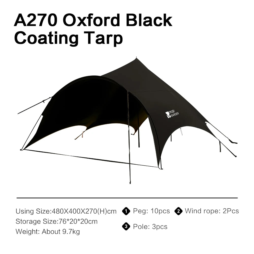 MOBI GARDEN Camping Black Coating Tarp