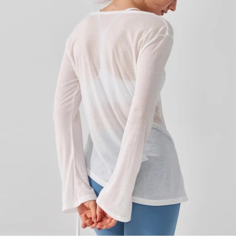 Women’s Drawstring Loose Fit Yoga Sports T-Shirt