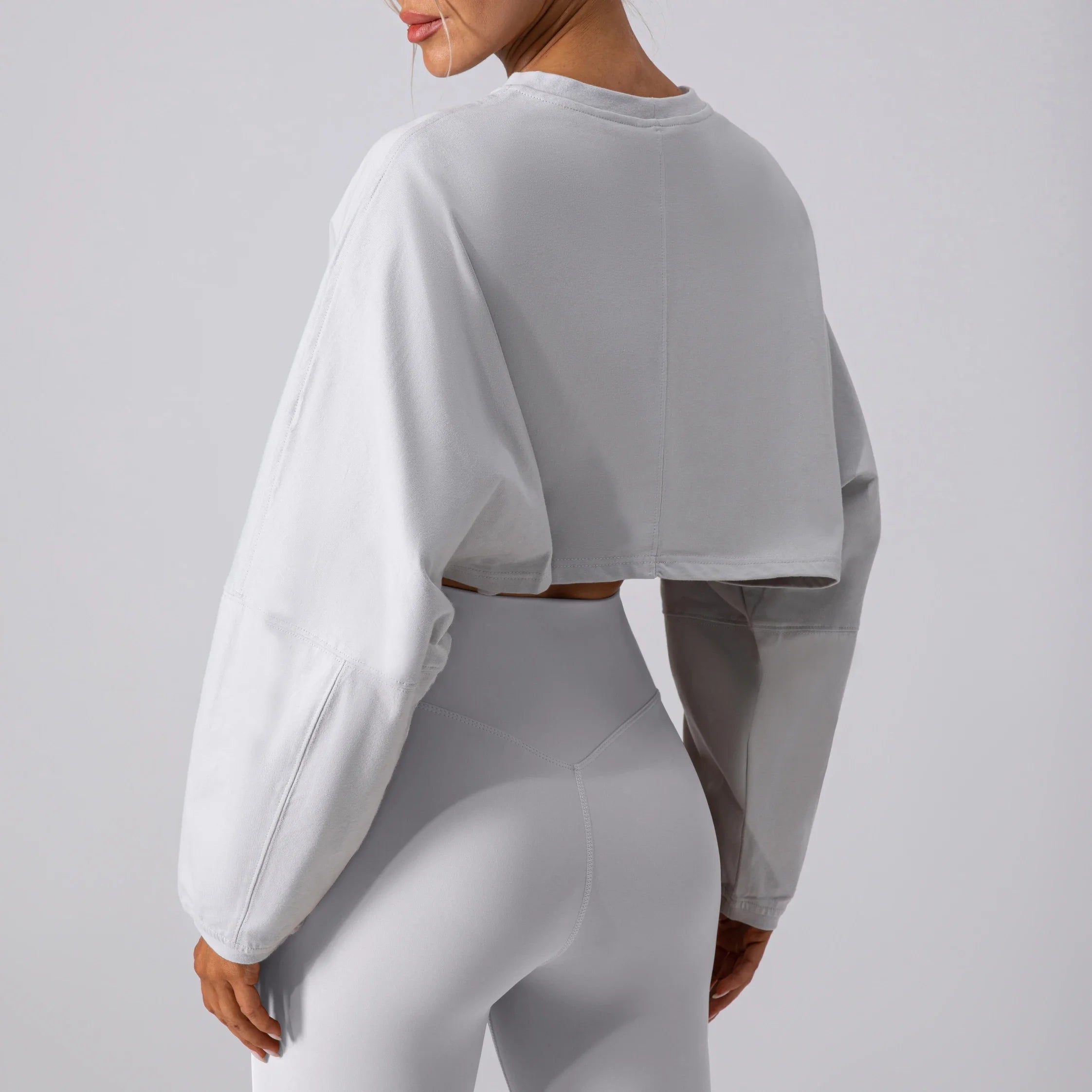 Women’s Long Sleeve Crop Top – Loose Yoga Workout Shirt