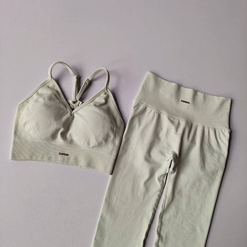 Seamless Hip-Lifting V-Neck Yoga Set – Quick Dry Workout Outfit