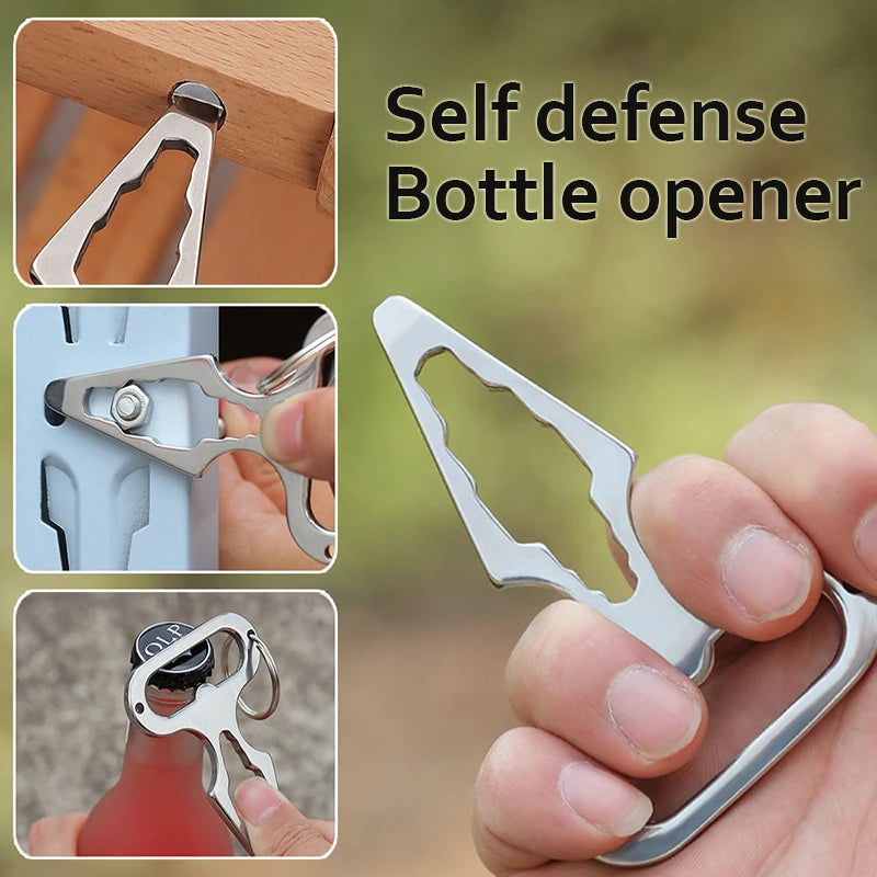 EDC Self-Defense Keychain Tool with Bottle Opener & Wrench