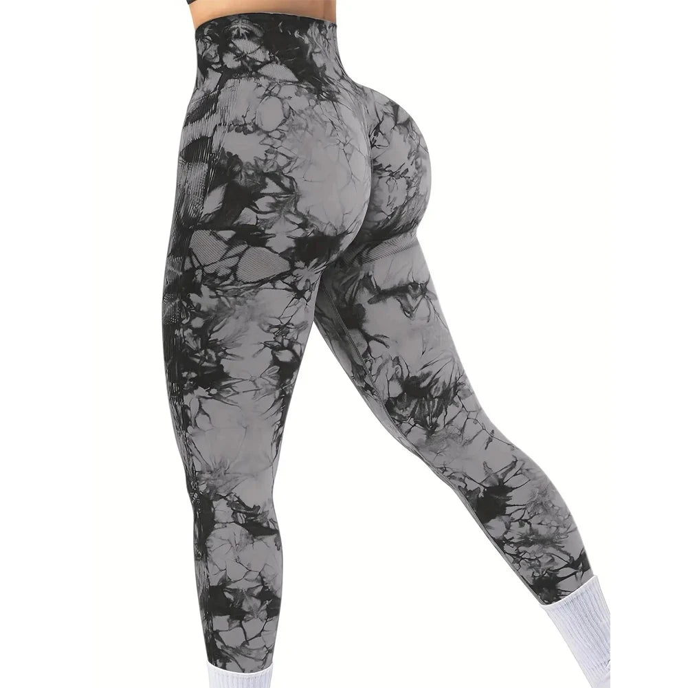 Tie-Dye Seamless High-Waist Yoga Pants – Peach Butt Fit