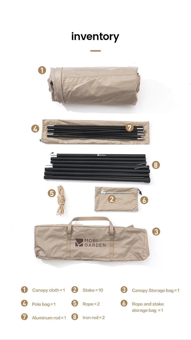 MOBI GARDEN Camping Black Coating Tarp