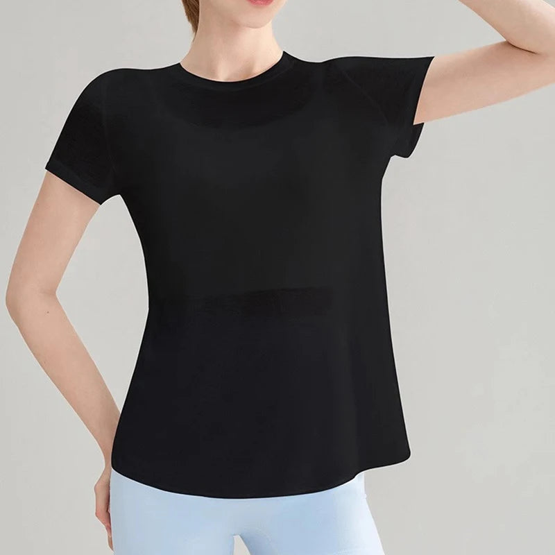 2025 Women’s Hollow Cross Mesh Backless Yoga T-Shirt