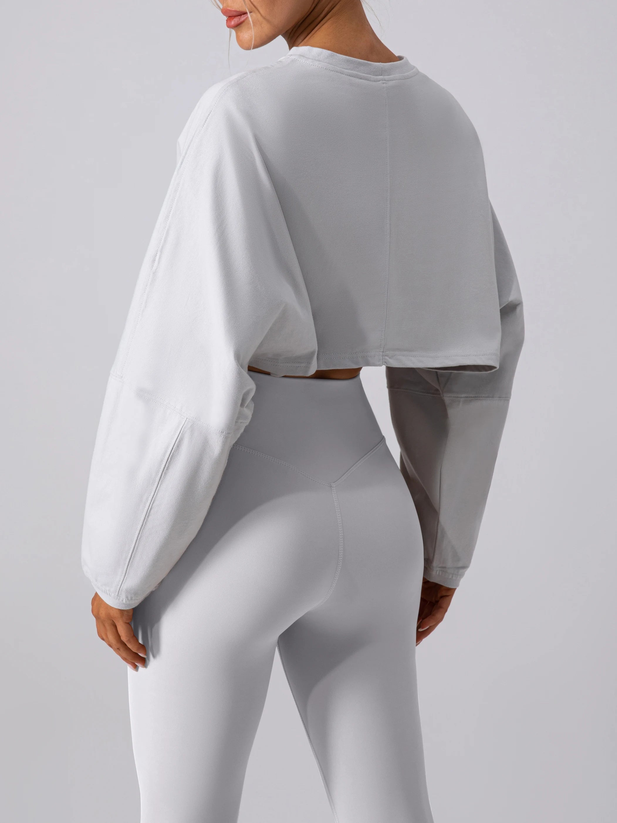 Women’s Long Sleeve Crop Top – Loose Yoga Workout Shirt