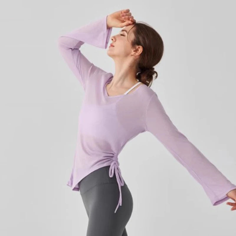 Women’s Drawstring Loose Fit Yoga Sports T-Shirt