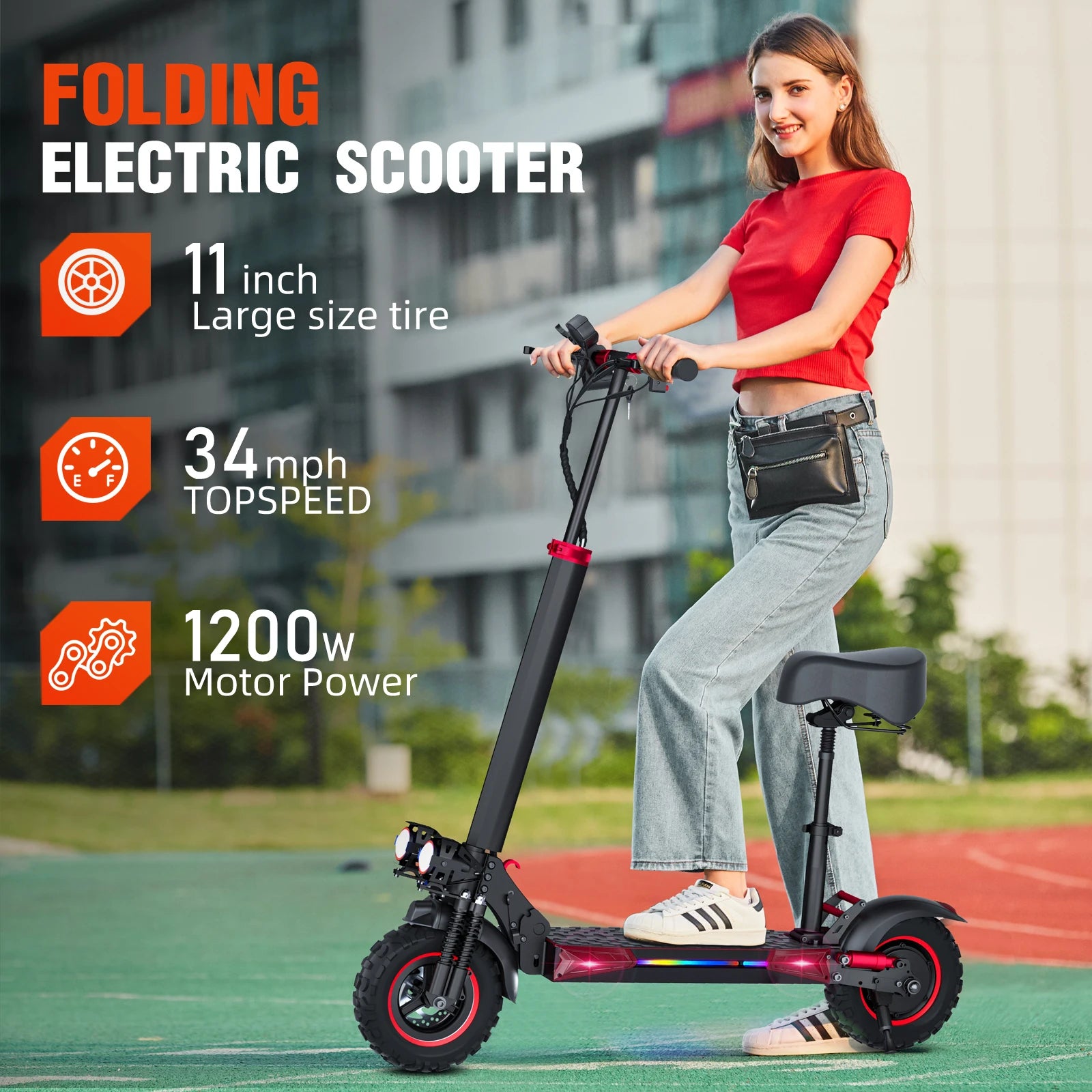 J11MAX 1200W Foldable Off-Road E-Scooter