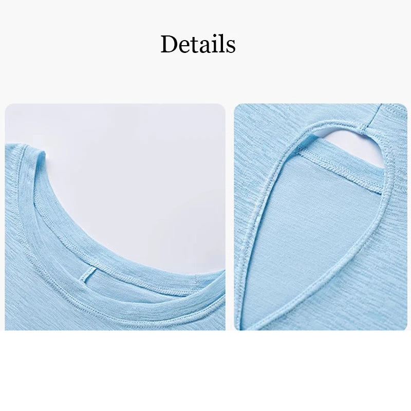 2025 Women’s Hollow Cross Mesh Backless Yoga T-Shirt